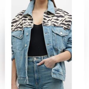 MOTHER drop it drifter denim zebra jacket size M
